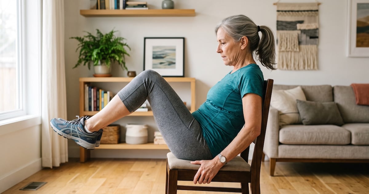 Una rutina de tres movimientos para no perder fuerza ni equilibrio después de los 60: sin pesas y con una silla
